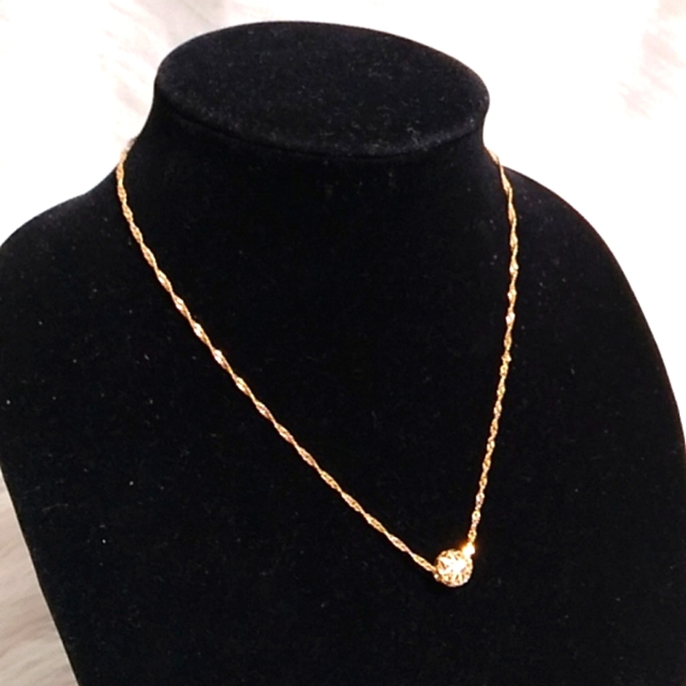 Stunning Gold Filled Diamond Cut Sliding Ball Necklace